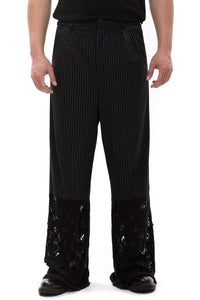 Split Code – men’s trousers in pinstripe and linen-blend knit