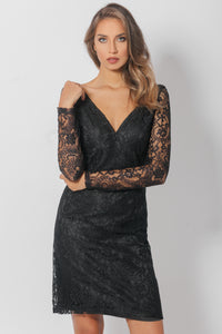 Elegant short cocktail dress with an A-line silhouette