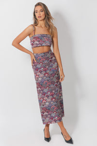 A-line skirt with a colorful print