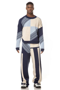 Men’s Premium Knitted Jumper Graphic Pattern Loose Fit Dropped Shoulder Pullover - Maison BOGOMIL