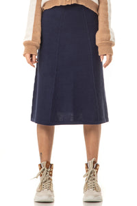 Women’s Elegant Navy A-Line Knitted Midi Skirt - Maison BOGOMIL